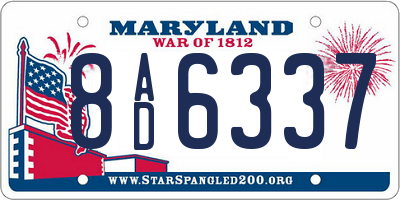 MD license plate 8AD6337