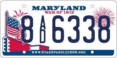 MD license plate 8AD6338