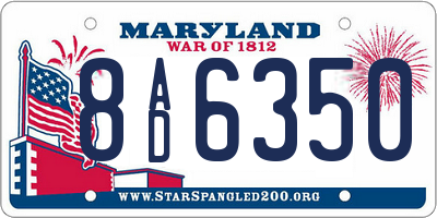 MD license plate 8AD6350