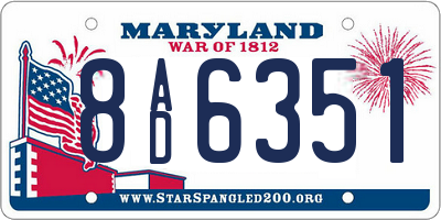 MD license plate 8AD6351