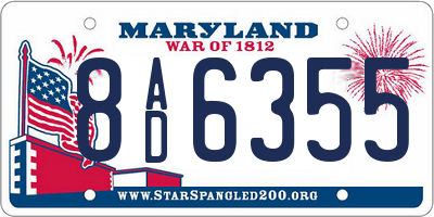 MD license plate 8AD6355
