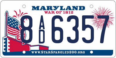 MD license plate 8AD6357