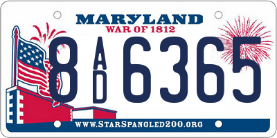 MD license plate 8AD6365