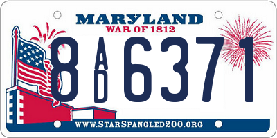 MD license plate 8AD6371