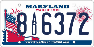 MD license plate 8AD6372