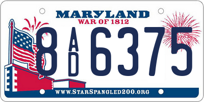 MD license plate 8AD6375