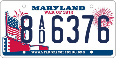MD license plate 8AD6376