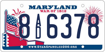 MD license plate 8AD6378