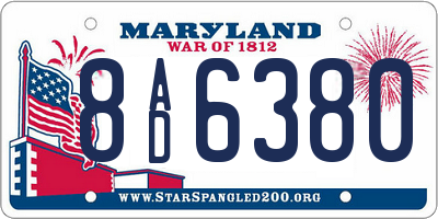 MD license plate 8AD6380