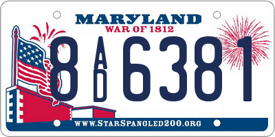 MD license plate 8AD6381