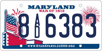 MD license plate 8AD6383