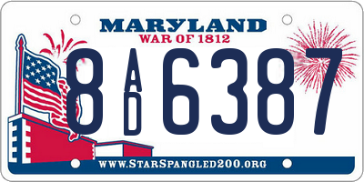 MD license plate 8AD6387
