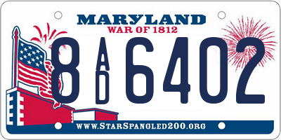 MD license plate 8AD6402