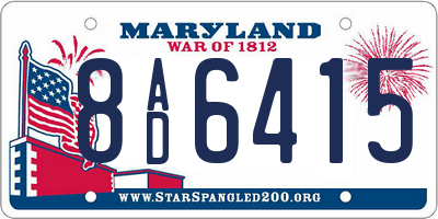MD license plate 8AD6415