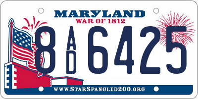 MD license plate 8AD6425