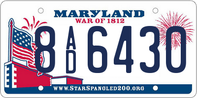 MD license plate 8AD6430