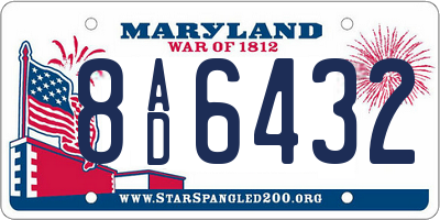 MD license plate 8AD6432