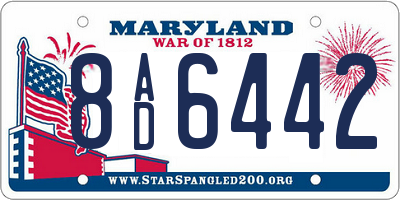 MD license plate 8AD6442