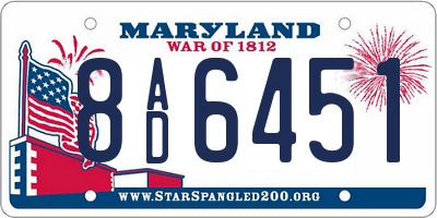 MD license plate 8AD6451