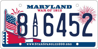 MD license plate 8AD6452