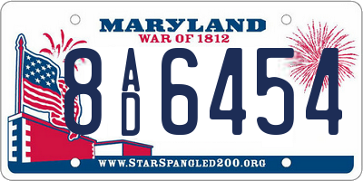 MD license plate 8AD6454