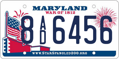 MD license plate 8AD6456