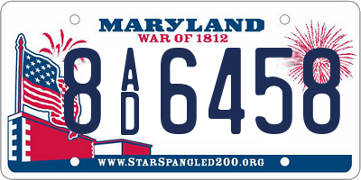 MD license plate 8AD6458