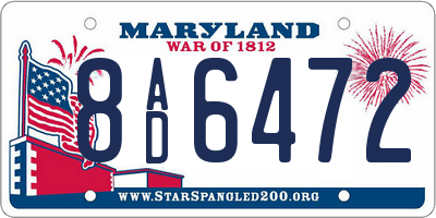 MD license plate 8AD6472
