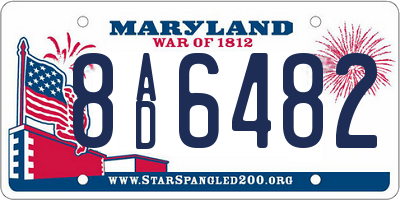 MD license plate 8AD6482