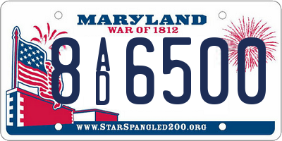 MD license plate 8AD6500