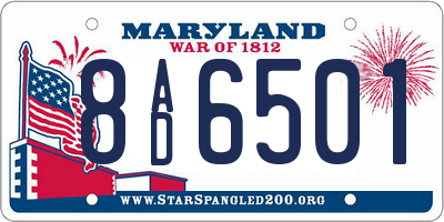 MD license plate 8AD6501