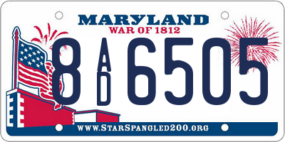 MD license plate 8AD6505