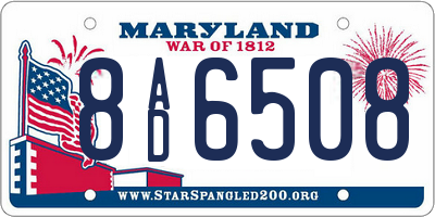 MD license plate 8AD6508