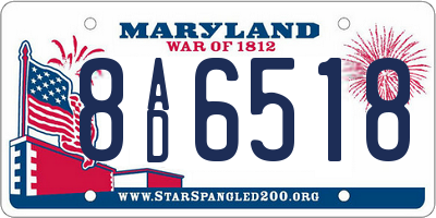 MD license plate 8AD6518