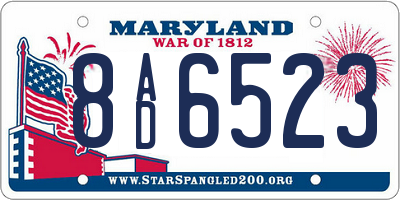 MD license plate 8AD6523