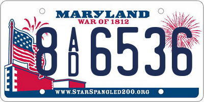 MD license plate 8AD6536