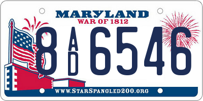 MD license plate 8AD6546