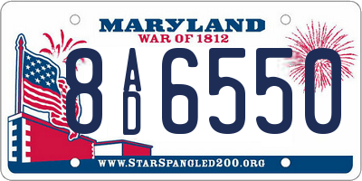 MD license plate 8AD6550