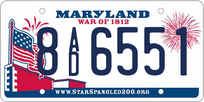 MD license plate 8AD6551