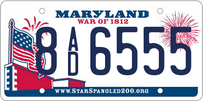 MD license plate 8AD6555