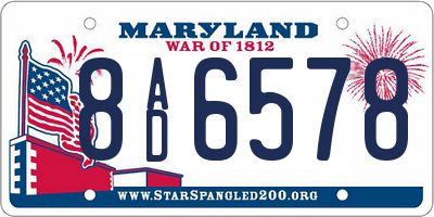 MD license plate 8AD6578