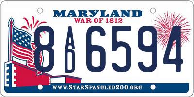 MD license plate 8AD6594