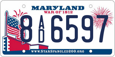 MD license plate 8AD6597