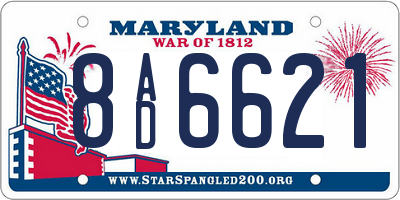 MD license plate 8AD6621