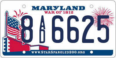MD license plate 8AD6625