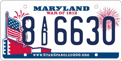 MD license plate 8AD6630