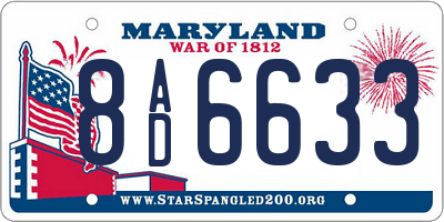MD license plate 8AD6633