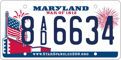 MD license plate 8AD6634