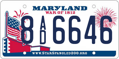 MD license plate 8AD6646