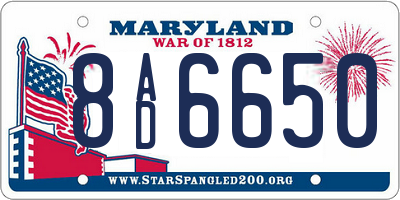 MD license plate 8AD6650